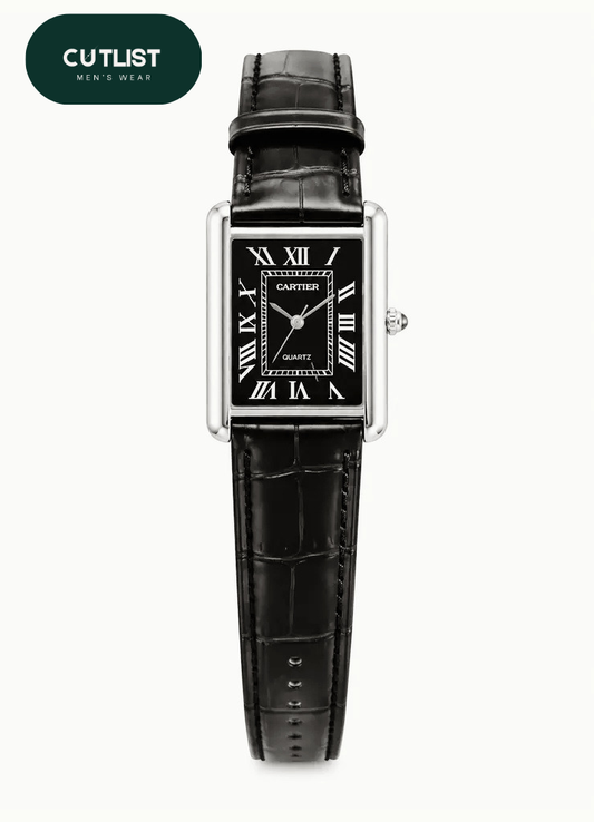 Premium Rectangular Tank Watch – Vintage Black Dial Edition
